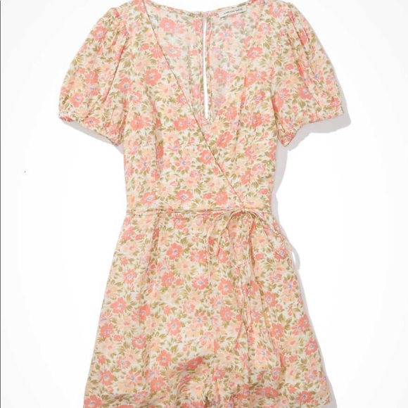 AE Floral Wrap-Front Romper - Picture 4 of 5